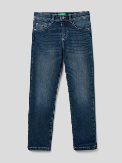 Kids' Benetton Thermal Slim Fit Jeans Dark Blue | NZ613189