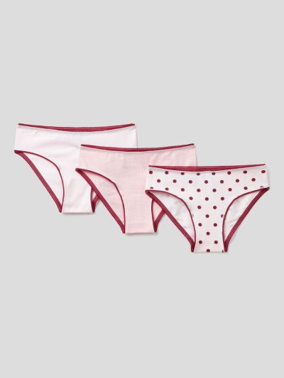 Kids' Benetton Three Pairs Of Stretch Cotton Briefs Pink | NZ381791