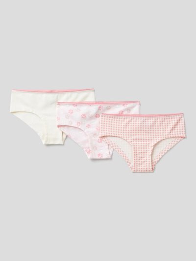 Kids' Benetton Three Pairs Of Stretch Cotton Briefs Pink | NZ432401