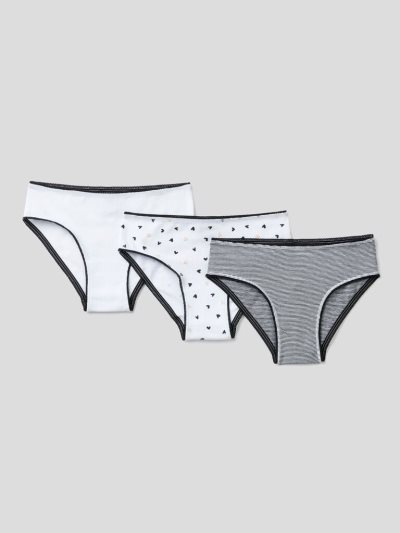 Kids' Benetton Three Pairs Of Stretch Cotton Briefs White | NZ825189