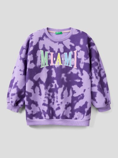 Kids' Benetton Tie-dye Long Sleeve Sweatshirt Violet | NZ422325