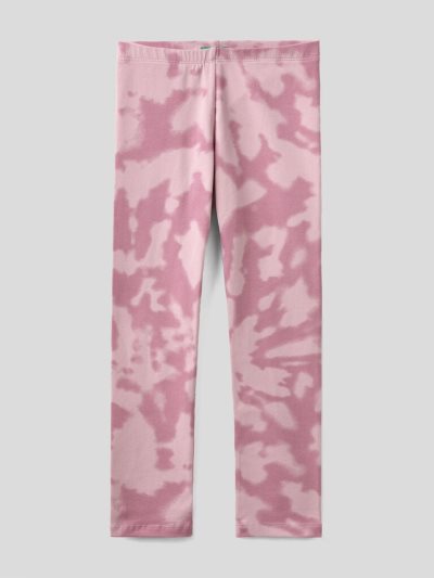Kids' Benetton Tie-dye Stretch Cotton Leggings Pink | NZ426128