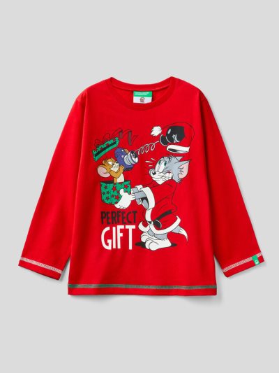 Kids' Benetton Tom & Jerry Christmas Long Sleeve T-shirts Red | NZ066083