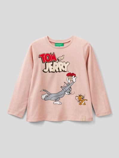 Kids' Benetton Tom & Jerry Christmas Long Sleeve T-shirts Pastel Pink | NZ926283