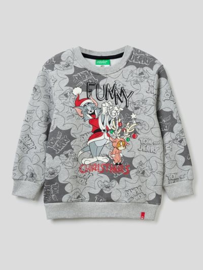 Kids' Benetton Tom & Jerry Christmas Sweatshirt Light Grey | NZ577234