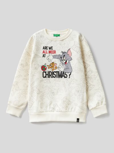 Kids' Benetton Tom & Jerry Christmas Sweatshirt Light Grey | NZ890486