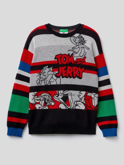 Kids' Benetton Tom & Jerry Striped Sweaters Black | NZ256174