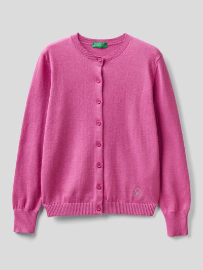 Kids' Benetton Tricot 100% Cotton Cardigan Cyclamen | NZ209874