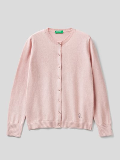 Kids' Benetton Tricot 100% Cotton Cardigan Soft Pink | NZ792690