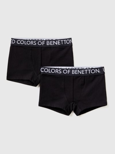 Kids' Benetton Two Logoed Elastic Boxers Blue | NZ762910