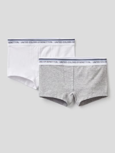 Kids' Benetton Two Logoed Elastic Boxers Light Grey | NZ982592