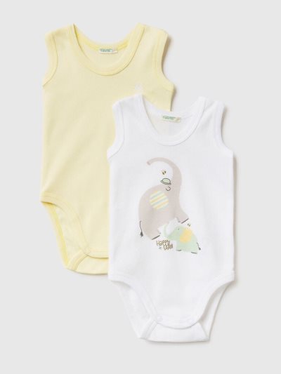 Kids' Benetton Two Organic Cotton Printed Bodysuits Multi-color | NZ908062