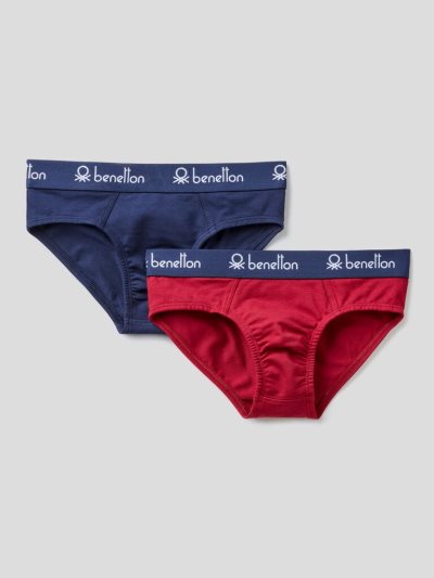 Kids' Benetton Two Pairs Of Logoed Elastic Boxers Burgundy | NZ189035