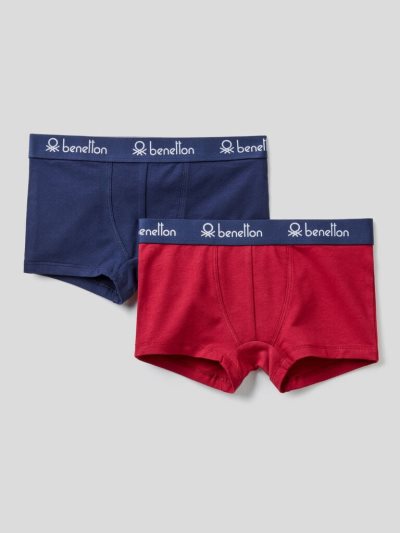 Kids' Benetton Two Pairs Of Logoed Elastic Boxers Burgundy | NZ313841