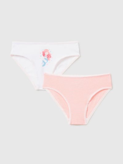 Kids' Benetton Two Pairs Of Patterned Stretch Cotton Briefs White | NZ687457