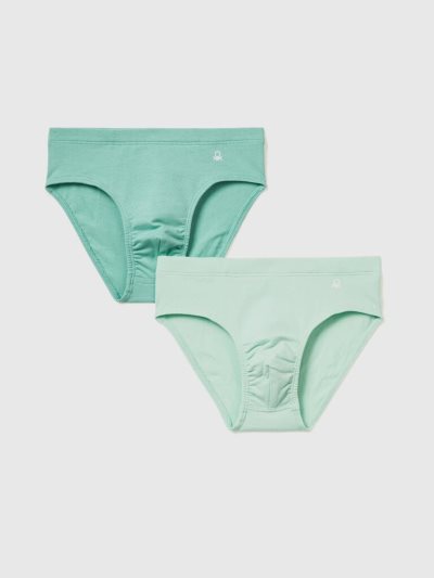 Kids' Benetton Two Pairs Of Stretch Cotton Boxers Green | NZ266495