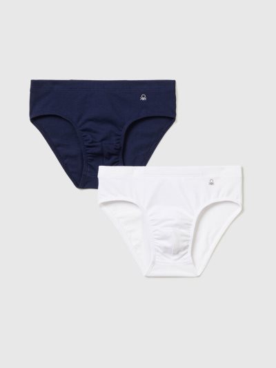 Kids' Benetton Two Pairs Of Stretch Cotton Boxers Dark Blue | NZ306527