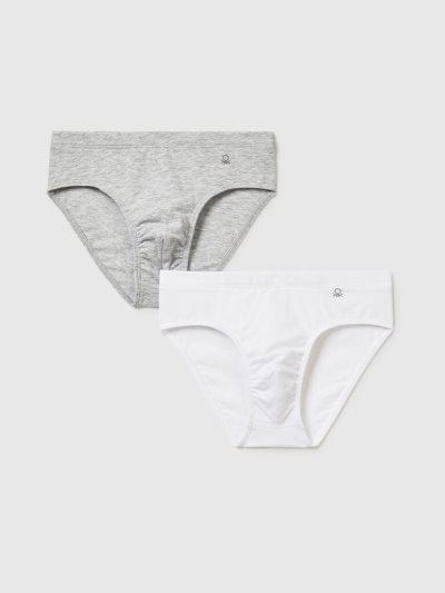 Kids' Benetton Two Pairs Of Stretch Cotton Boxers Light Grey | NZ895594