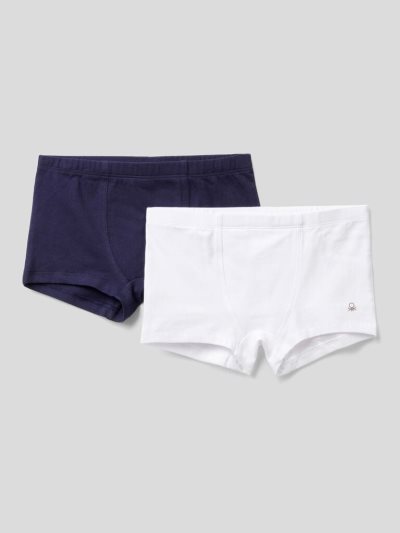 Kids' Benetton Two Pairs Of Stretch Cotton Boxers Dark Blue | NZ958207