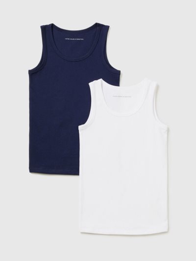 Kids' Benetton Two Stretch Cotton Tanks Dark Blue | NZ047940