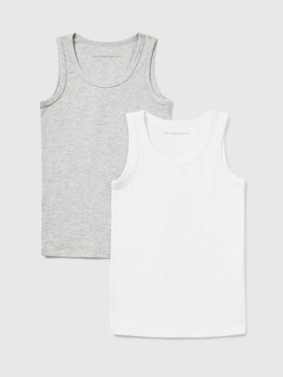 Kids' Benetton Two Stretch Cotton Tanks Light Grey | NZ691366