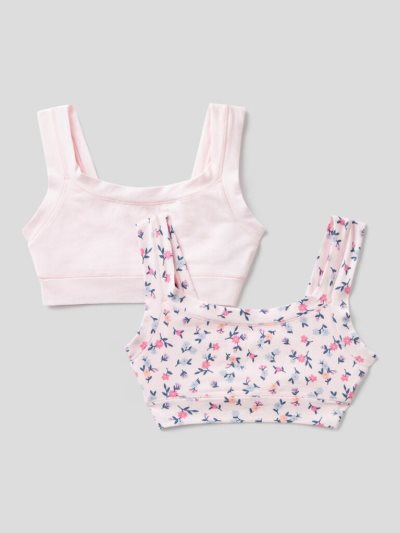 Kids' Benetton Two Super Stretch Organic Cotton Bras Pink | NZ709519