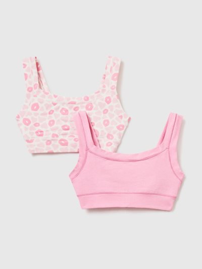 Kids' Benetton Two Super Stretch Organic Cotton Bras Multi-color | NZ718471