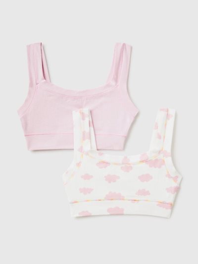 Kids' Benetton Two Super Stretch Organic Cotton Bras Multi-color | NZ976171