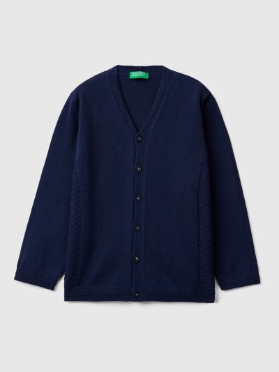 Kids' Benetton V-neck Cardigan Dark Blue | NZ650360