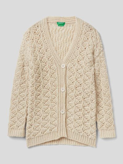 Kids' Benetton V-neck Knit Cardigan Creamy White | NZ133544