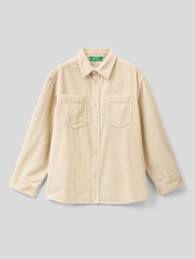 Kids' Benetton Velvet Pockets Shirts Creamy White | NZ455643