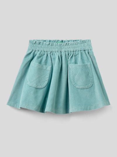 Kids' Benetton Velvet Pockets Skirts Light Blue | NZ524636