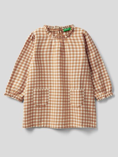 Kids' Benetton Vichy Flannel Dress Pastel Pink | NZ976369
