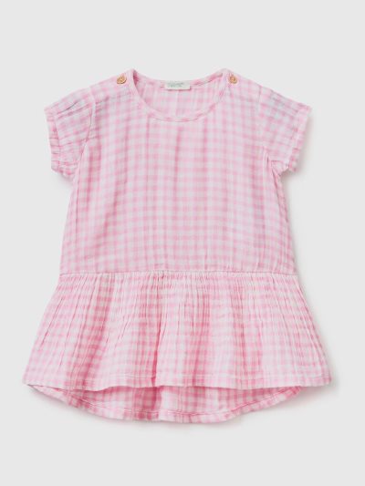 Kids' Benetton Vichy Pure Cotton Dress White | NZ189582