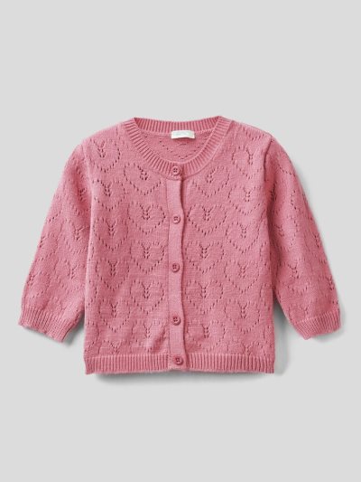 Kids' Benetton Viscose Blend Cardigan Dark Mauve | NZ655187