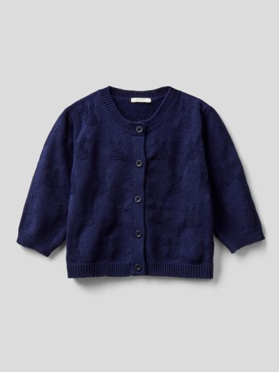 Kids' Benetton Viscose Blend Cardigan Dark Blue | NZ780745