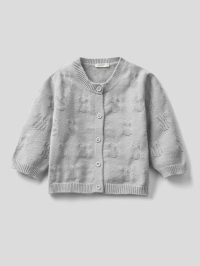 Kids' Benetton Viscose Blend Cardigan Grey | NZ798331