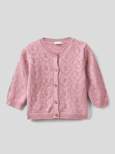 Kids' Benetton Viscose Blend Cardigan Pink | NZ039703