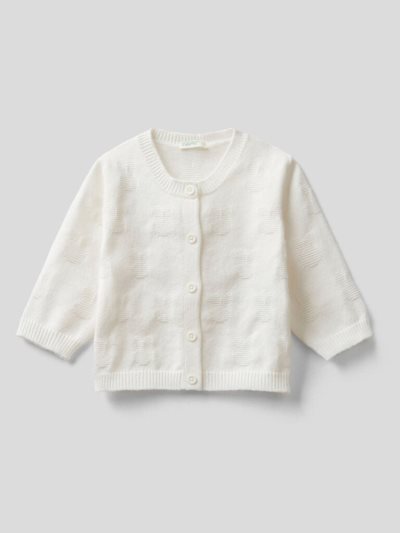 Kids' Benetton Viscose Blend Cardigan White | NZ128990