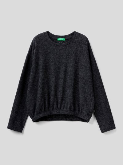 Kids' Benetton Viscose Blend Long Sleeve T-shirts Black | NZ435291