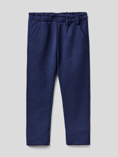 Kids' Benetton Warm Bow Sweatpants Dark Blue | NZ617948