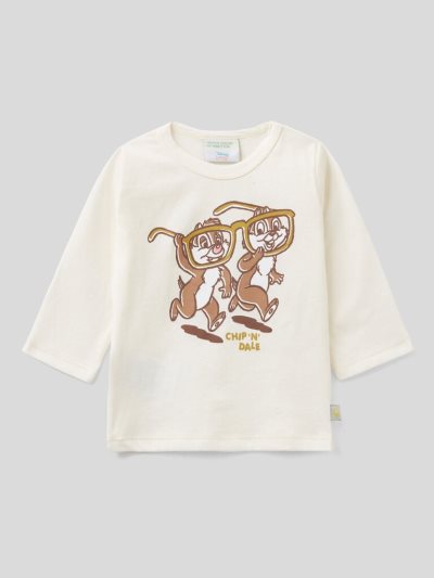 Kids' Benetton Warm Chip And Dale Print T Shirts Creamy White | NZ347544