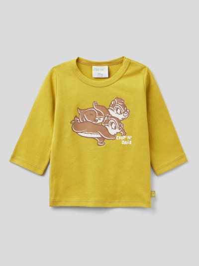 Kids' Benetton Warm Chip And Dale Print T Shirts Mustard | NZ833214