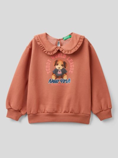 Kids' Benetton Warm Collar Sweatshirt Burnt | NZ480160