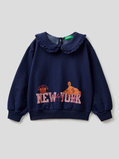 Kids' Benetton Warm Collar Sweatshirt Dark Blue | NZ700261