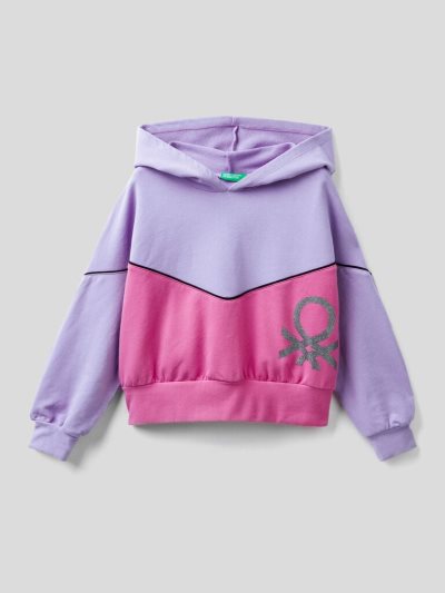 Kids' Benetton Warm Color Block Hoodie Lilac | NZ840742