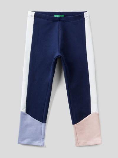 Kids' Benetton Warm Color Block Leggings Dark Blue | NZ757321