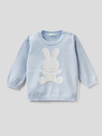 Kids' Benetton Warm Cotton Inlay Sweaters Sky Blue | NZ006907