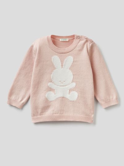 Kids' Benetton Warm Cotton Inlay Sweaters Pink | NZ891015