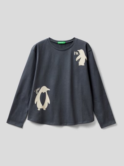 Kids' Benetton Warm Cotton Long Sleeve T-shirts Dark Grey | NZ008721